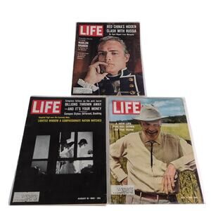 Set of 3 1960s Life Magazines: 1961 1962 1963 Marlon Brando, Kennedy, Eisenhower